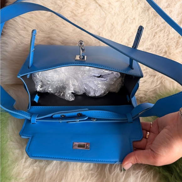 Blue Vegan Leather Crossbody Bag - Picture 6 of 7